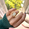 Emerald & French Cut Baguette Diamond Mosaic Ring