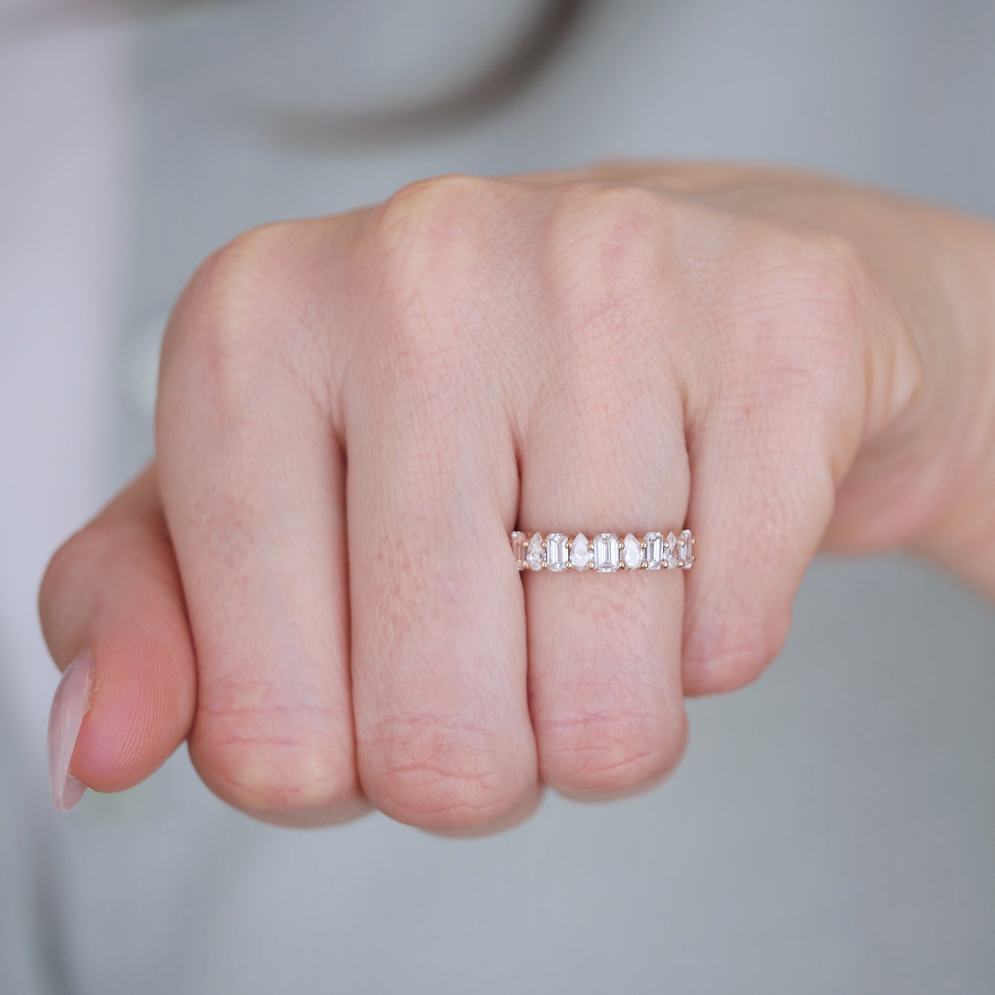 Emerald & Pear Diamond Mosaic Band