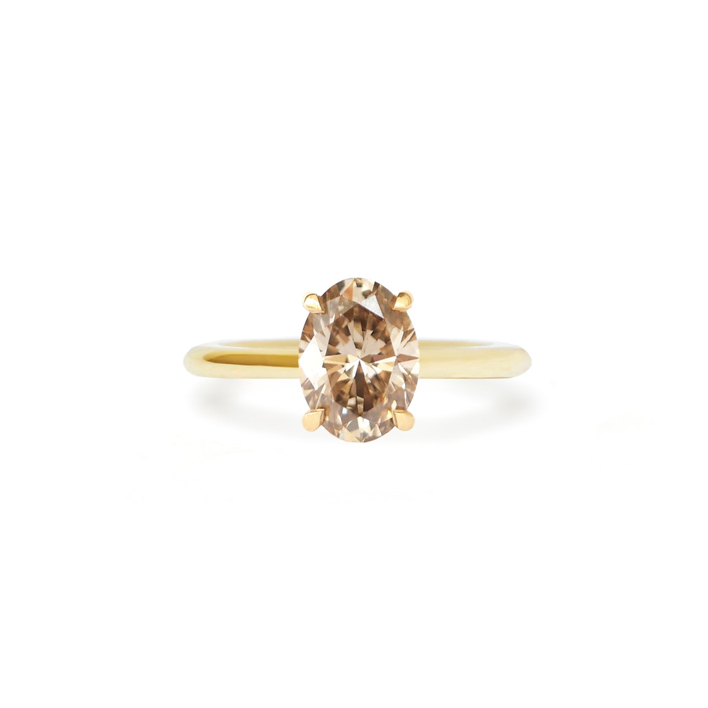 Custom Oval Champagne Solitaire Ring