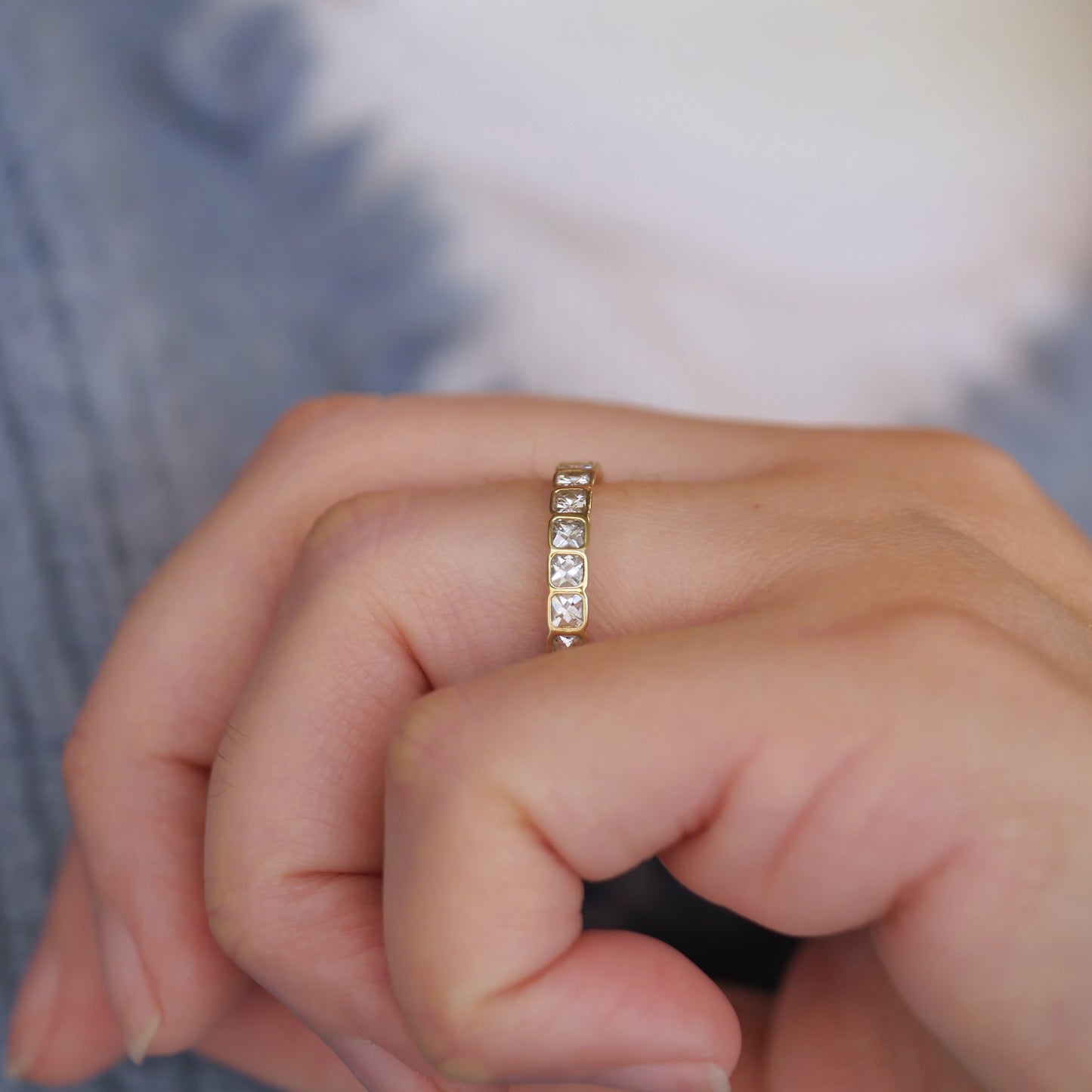 French Cut Diamond Bezel Band