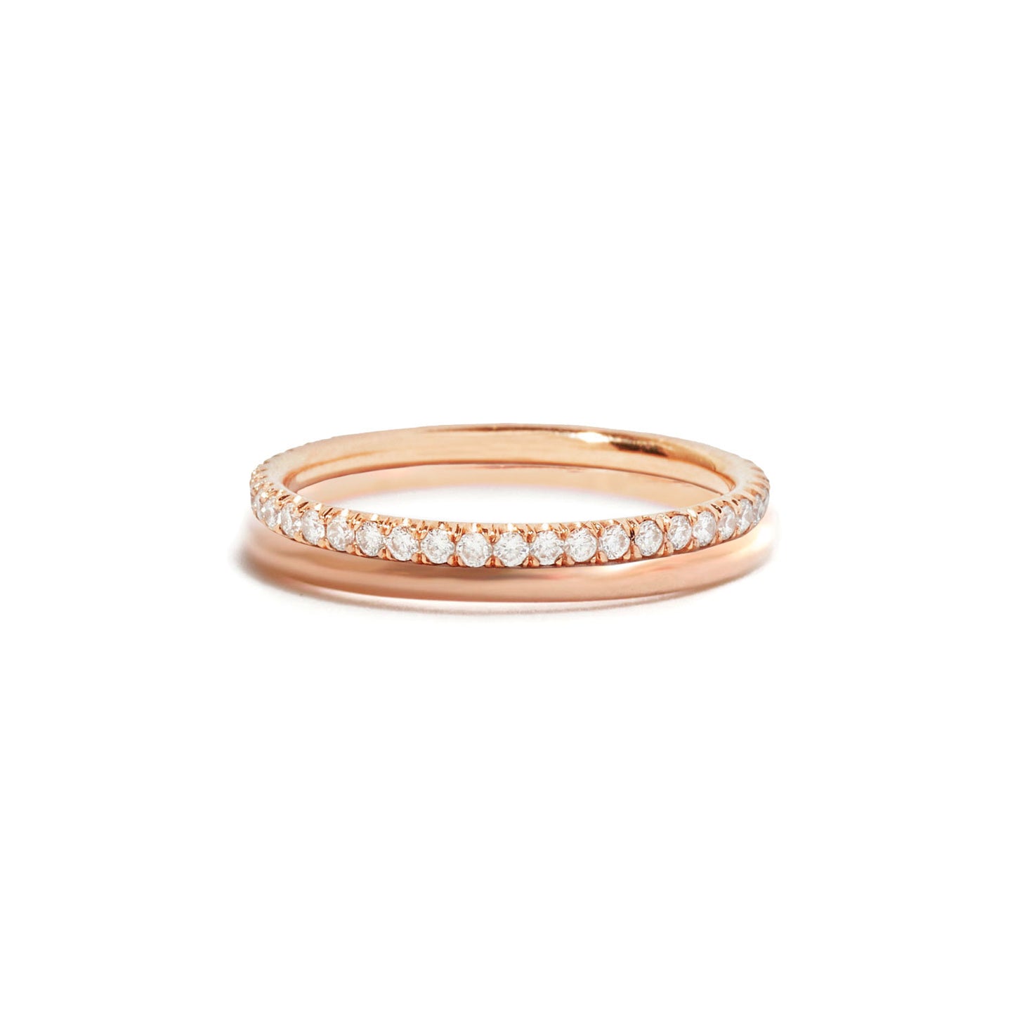 Half Round and Delicate French Pave Eternity Band