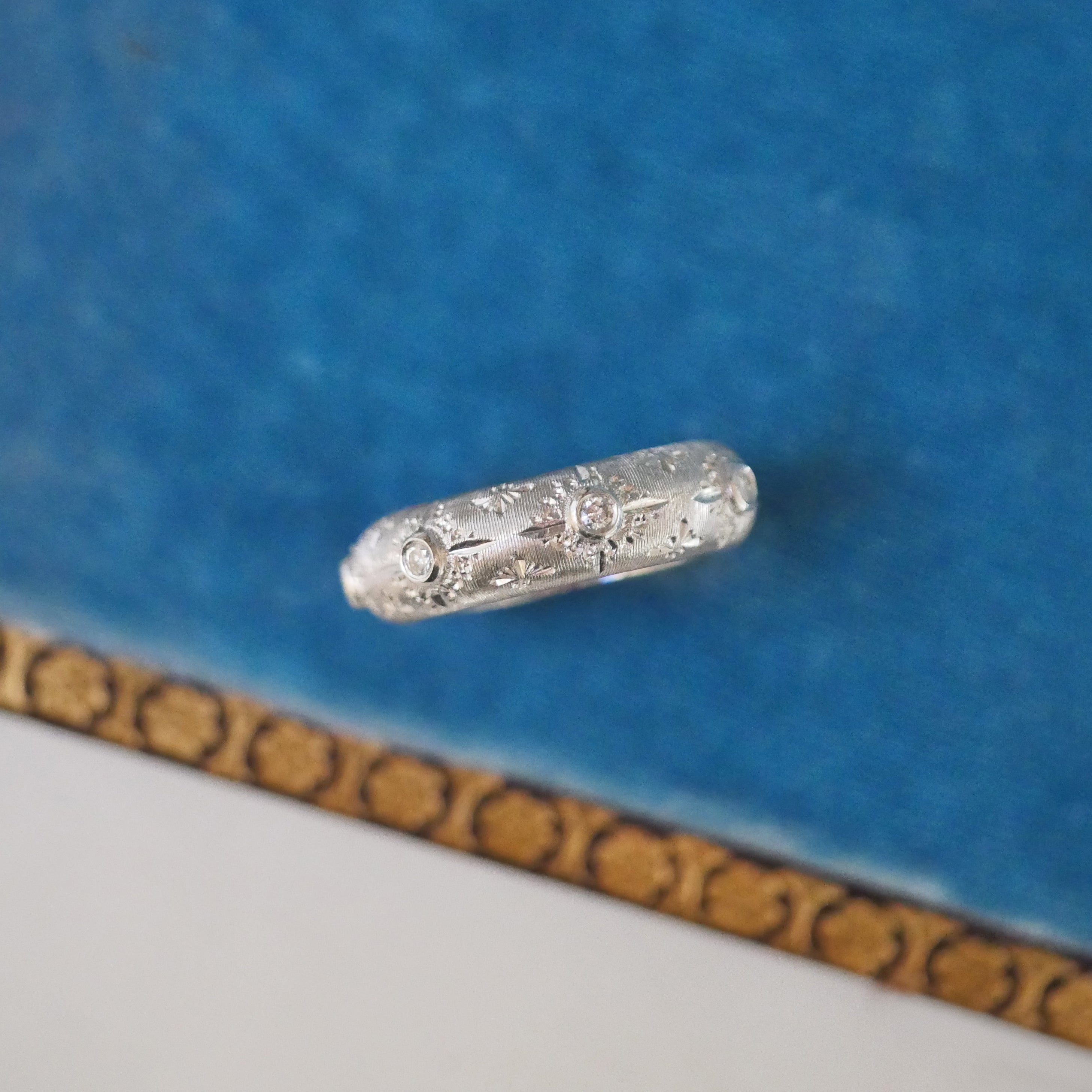 Vintage Hand Engraved Florentine Diamond Ring