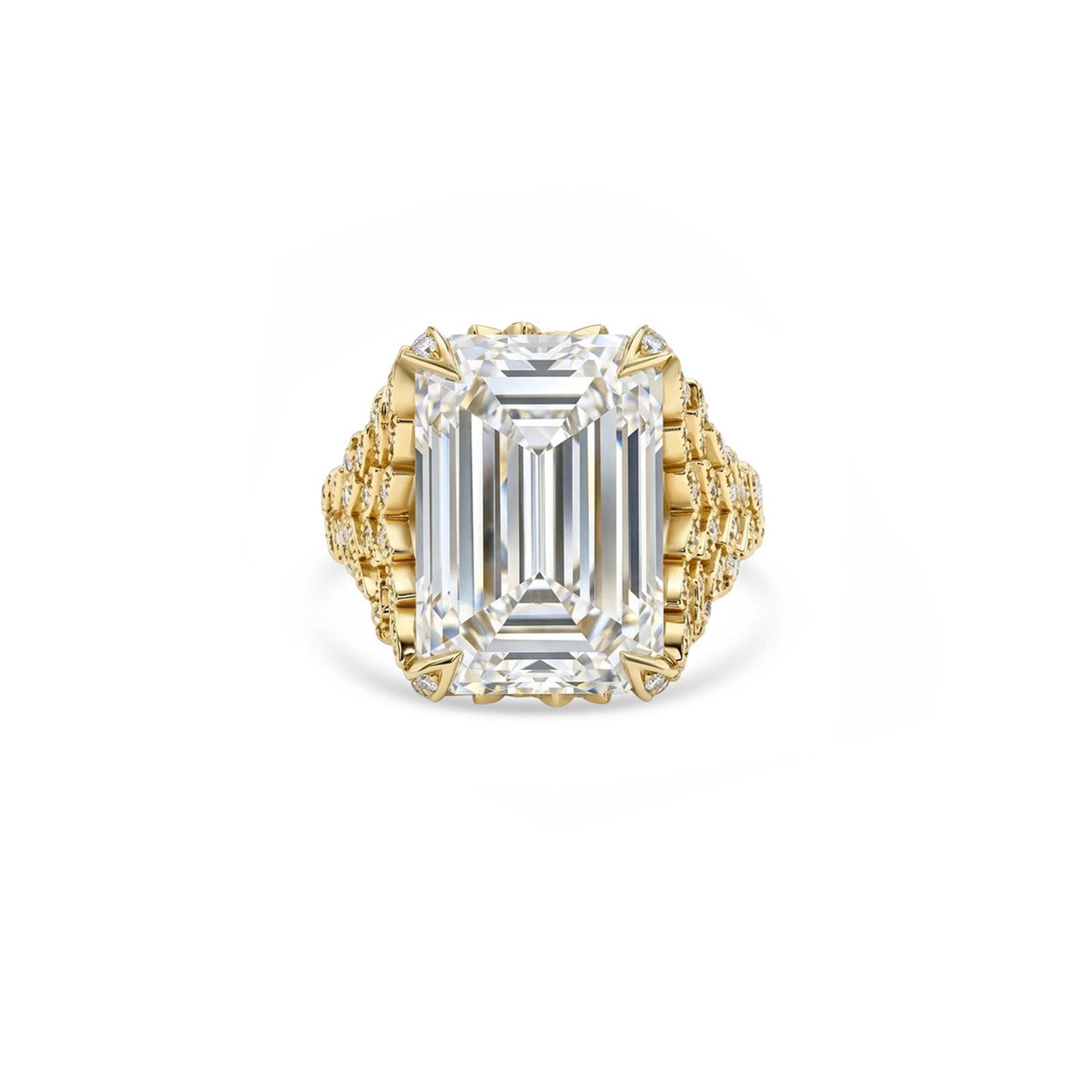 12.00 ctw Feather Emerald Cut Diamond Ring
