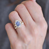 Cornflower Blue Sapphire Deco Emerald & Pear Diamond Mosaic Ring