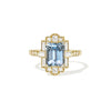 Light Blue Sapphire Deco Emerald Cut Diamond Mosaic Ring