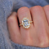 Light Blue Sapphire Deco Emerald Cut Diamond Mosaic Ring