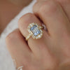 Light Blue Sapphire Deco Emerald Cut Diamond Mosaic Ring