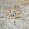 Light Blue Sapphire Deco Emerald Cut Diamond Mosaic Ring