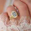 Light Blue Sapphire Deco Emerald Cut Diamond Mosaic Ring