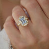 Light Blue Sapphire Deco Emerald Cut Diamond Mosaic Ring