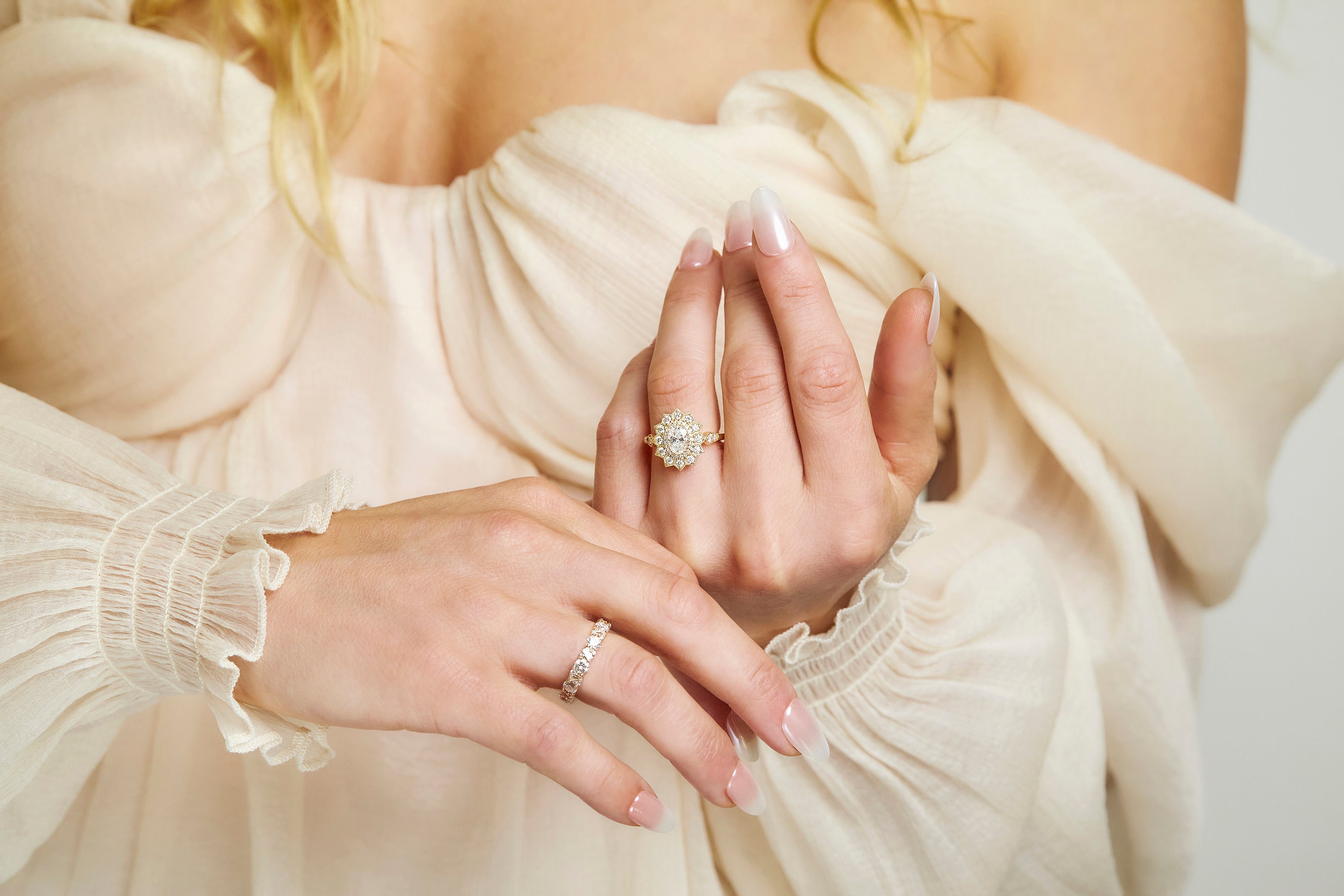 Vintage-Inspired Art Deco Engagement & Wedding Rings