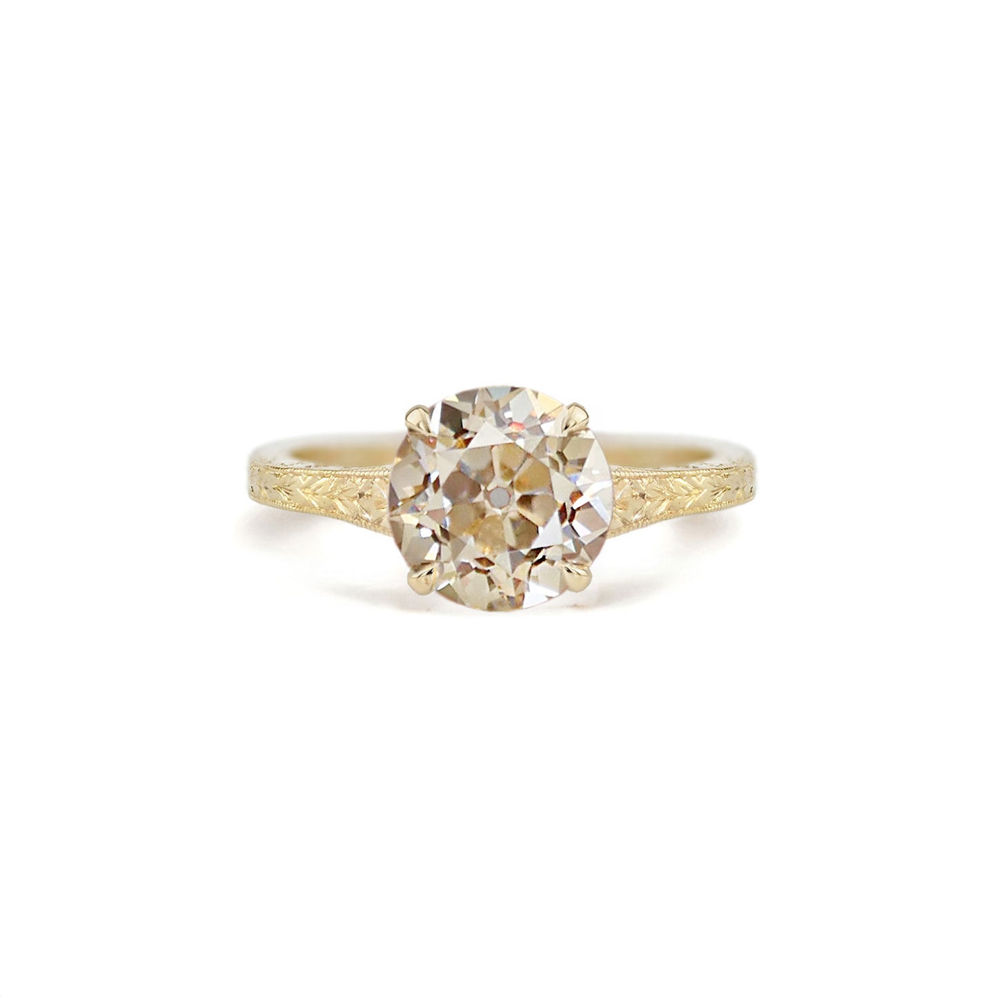 Moonflower Round Champagne Diamond Ring