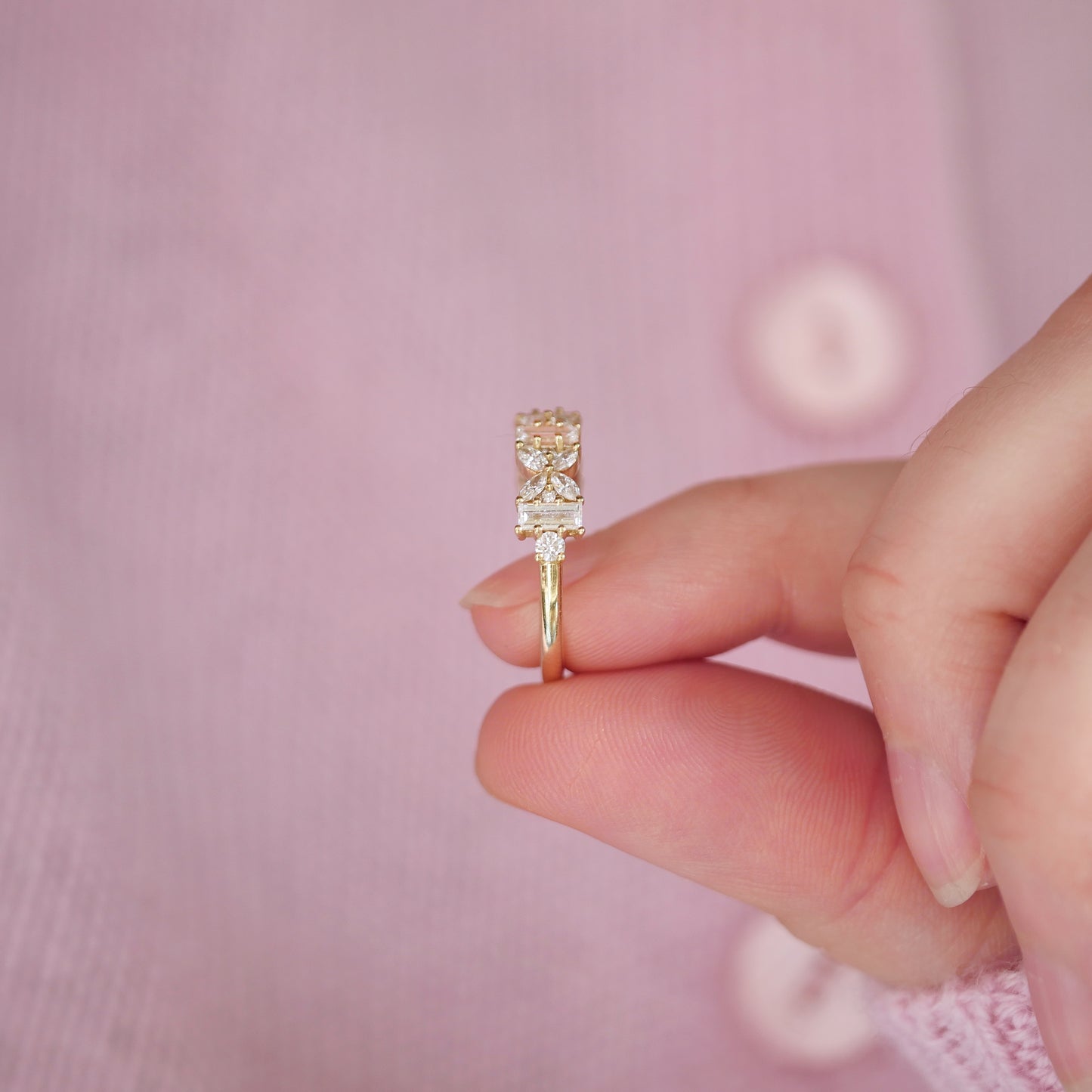 Marquise & Baguette Lotus Diamond Mosaic Ring