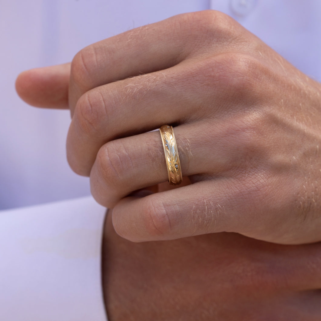 Men's Olive Branch Wedding Ring
