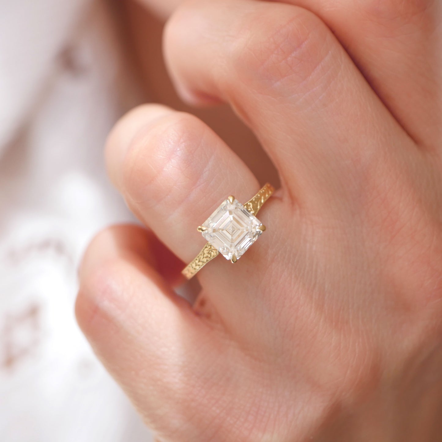 Moonflower Asscher Cut Diamond Ring