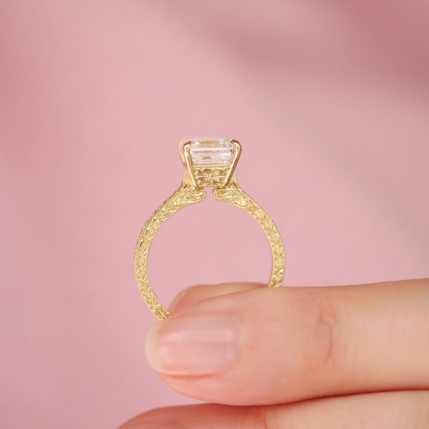 Moonflower Asscher Cut Diamond Ring