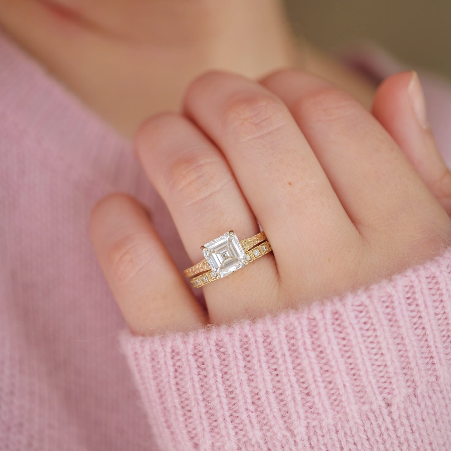 Moonflower Asscher Cut Diamond Ring