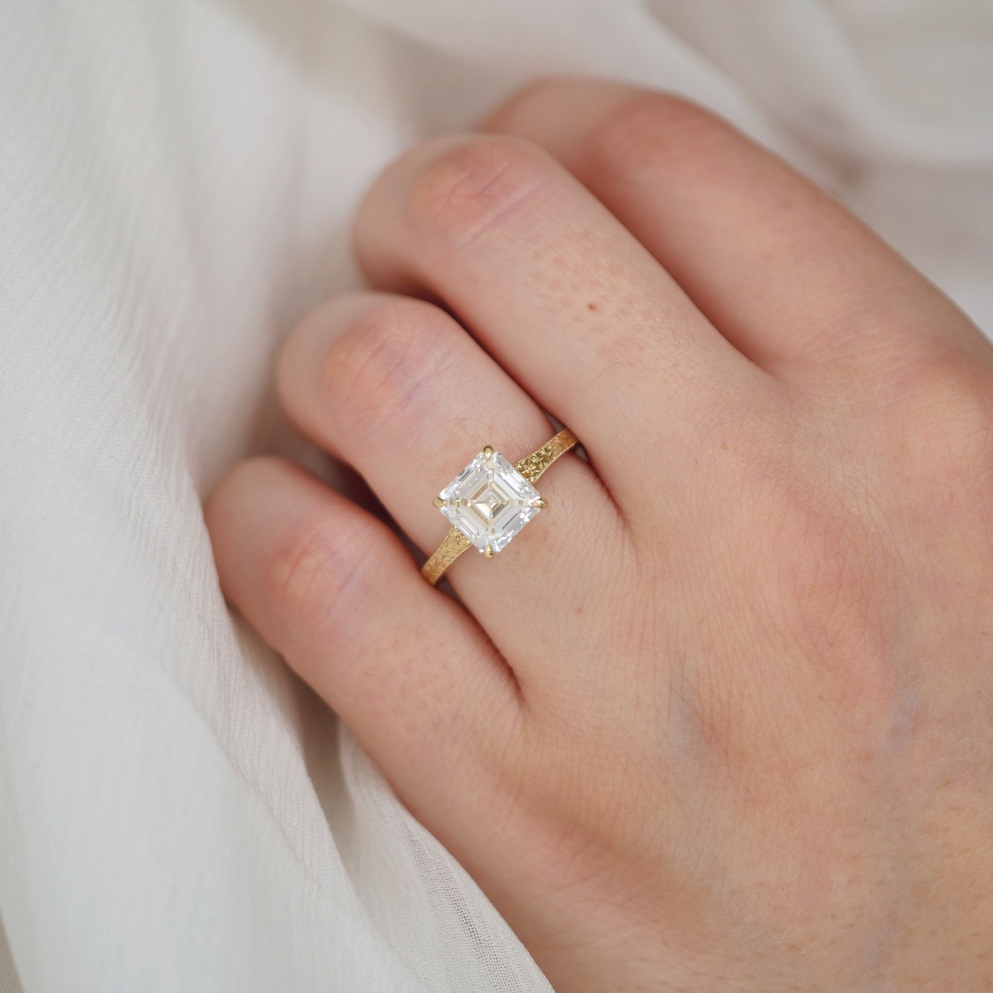 Moonflower Asscher Cut Diamond Ring