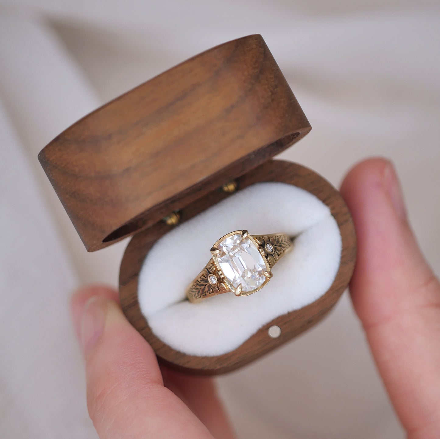 Nightbloom Antique Cushion Cut Diamond Ring