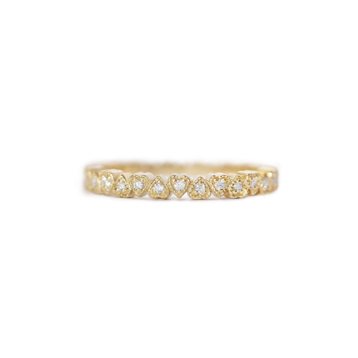 Deco Notched Alternating Heart Eternity Ring