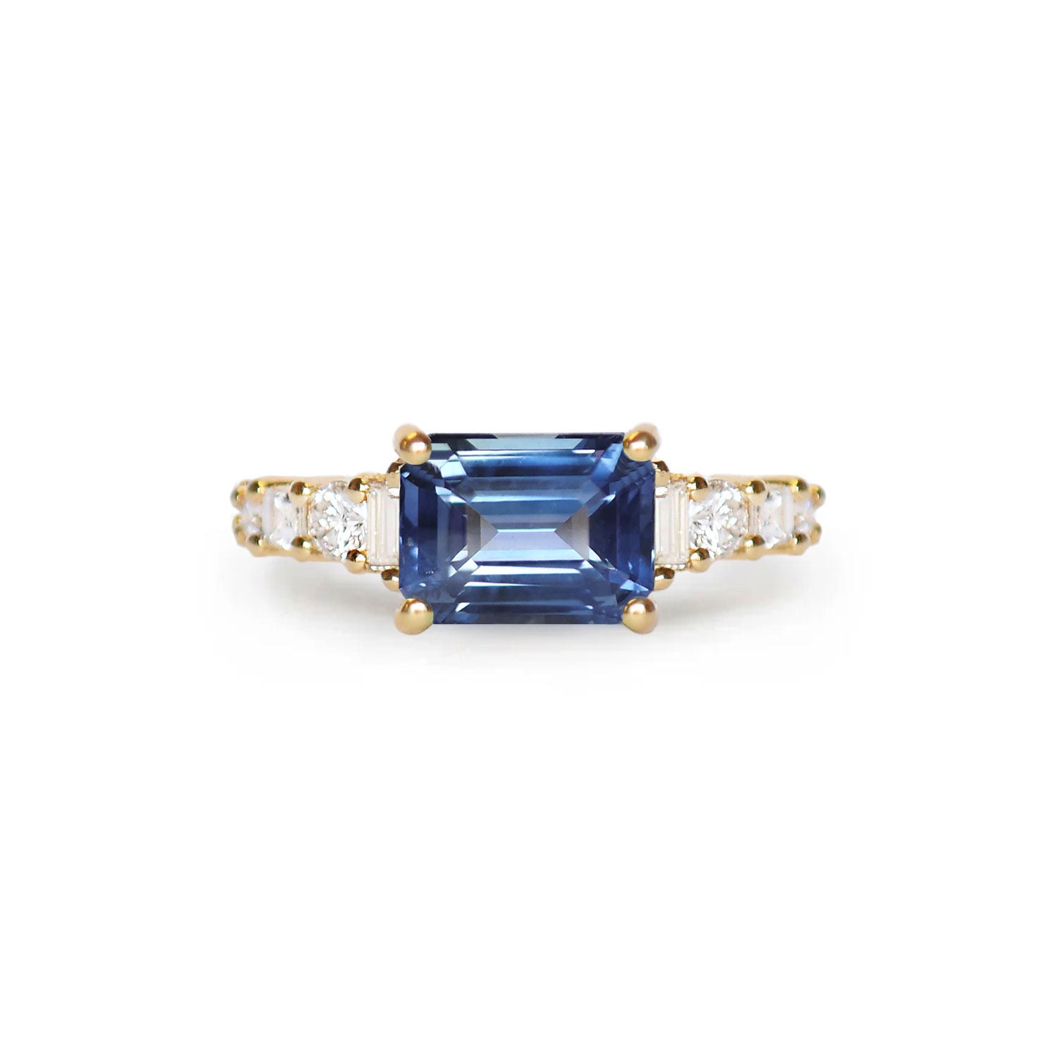 Blue Sapphire Nouveau Ring