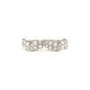 A leaf inspired band with a series of round brilliant cut diamonds set in 14k white gold.
