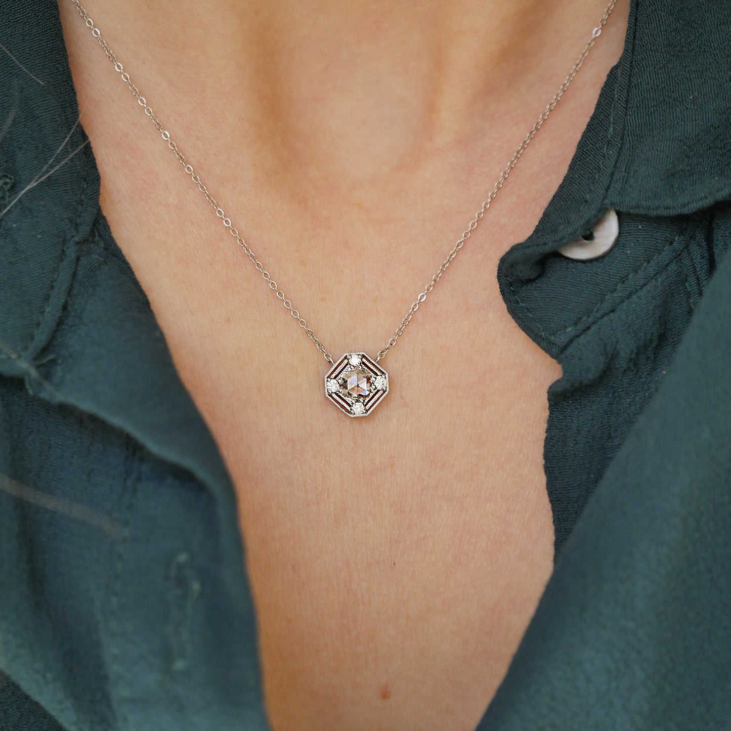 Octagon Frieze Diamond Pendant