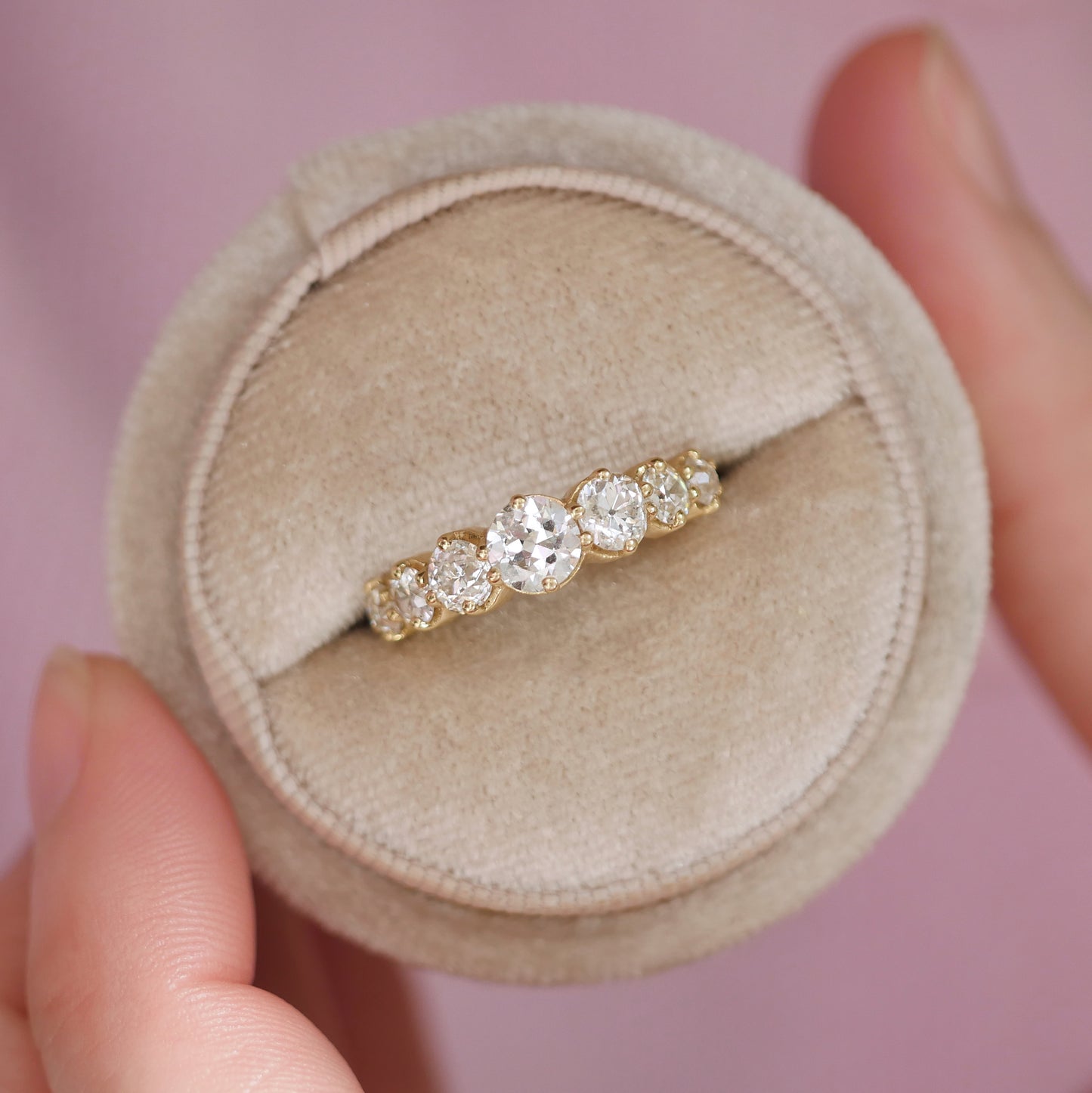 Old European Cut Diamond Line Ring