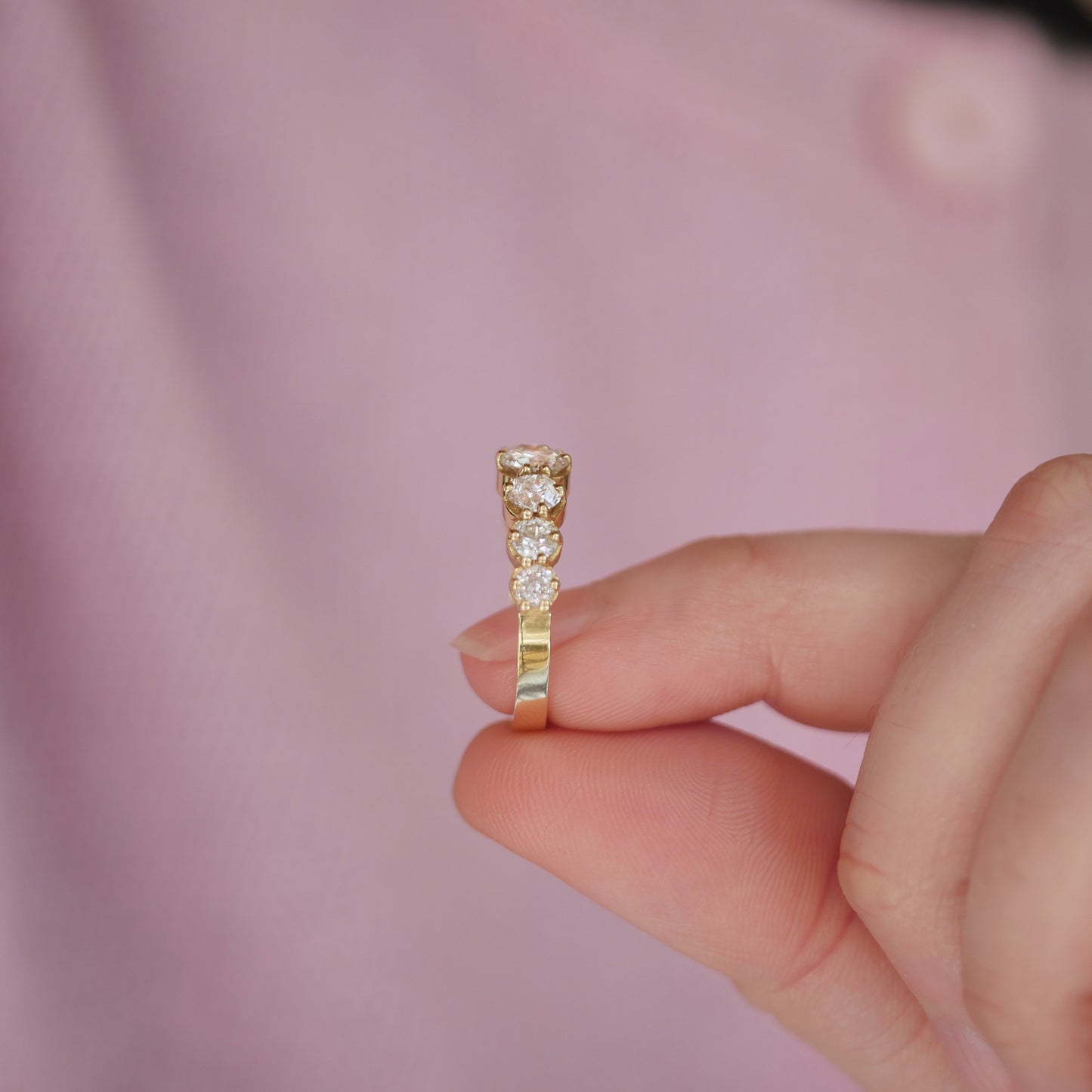 Old European Cut Diamond Line Ring