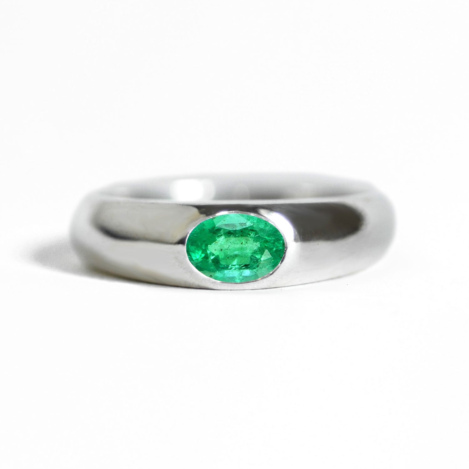 Oval Emerald Signet Ring