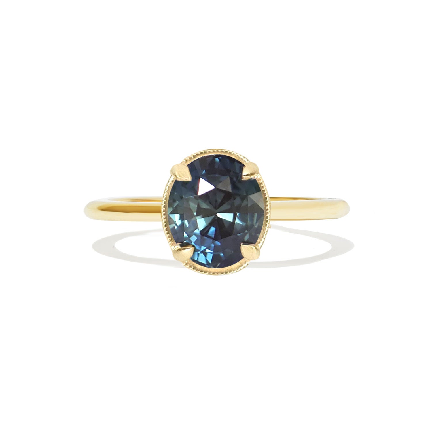 oval teal blue green sapphire solitaire engagement ring