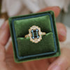 Teal Sapphire Deco Emerald Cut Diamond Mosaic Ring