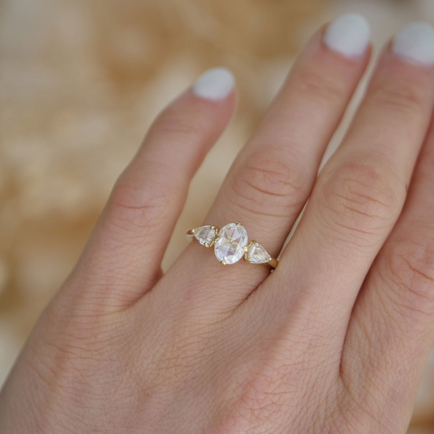 prijs Verduisteren wees onder de indruk Rose Cut Diamond Three Stone Engagement Ring | Berlinger Jewelry