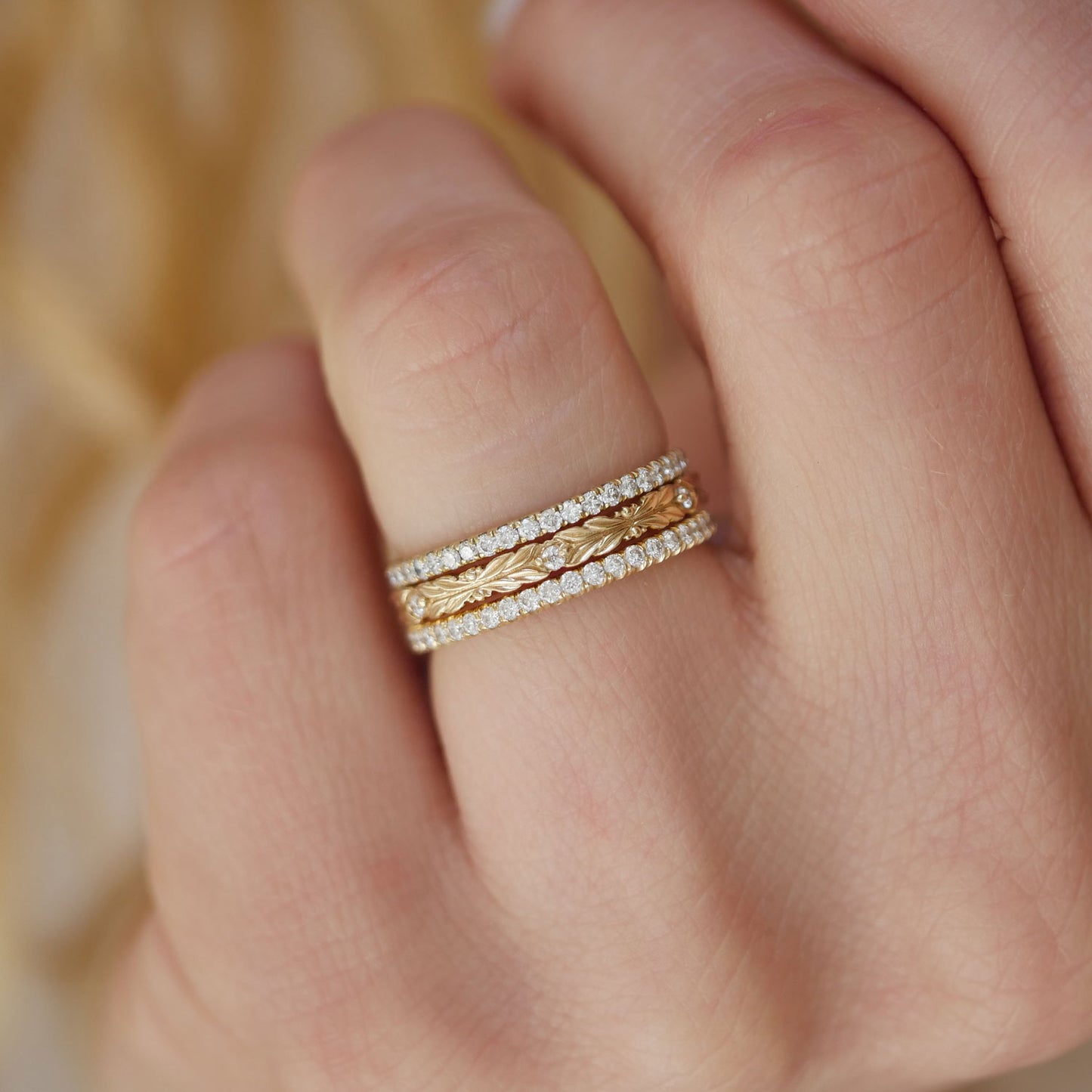 Engraved Elsa Diamond Wedding Ring