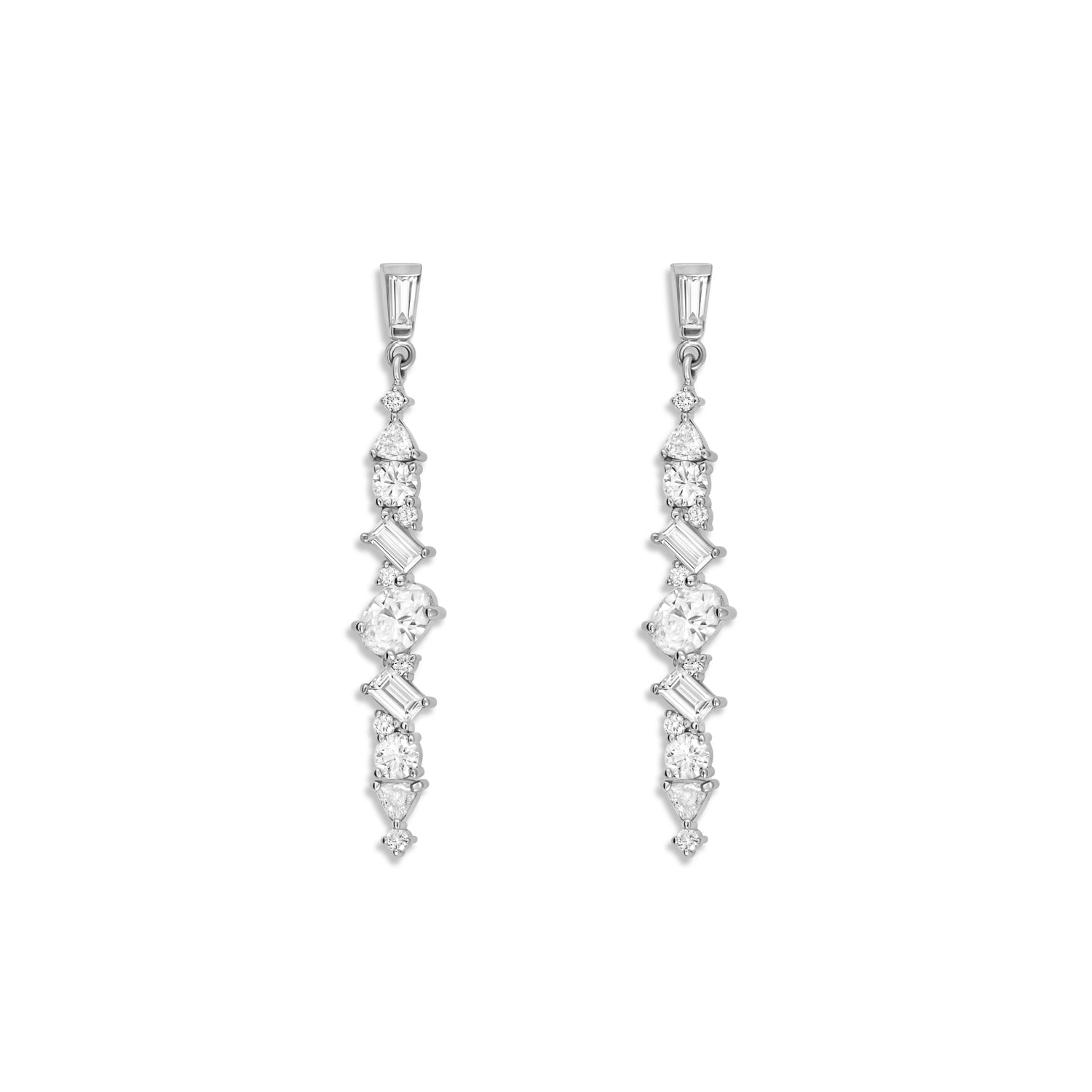 Diamond linear drop earrings Clearance
