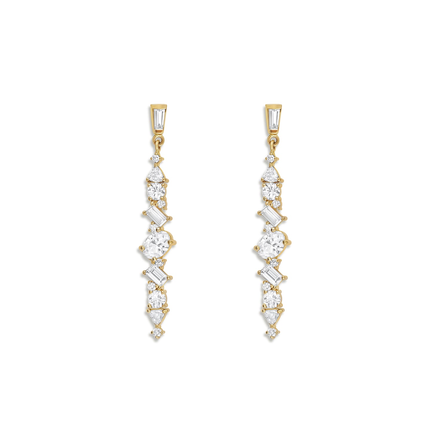 Diamond Cluster Linear Drop Earrings Berlinger Jewelry