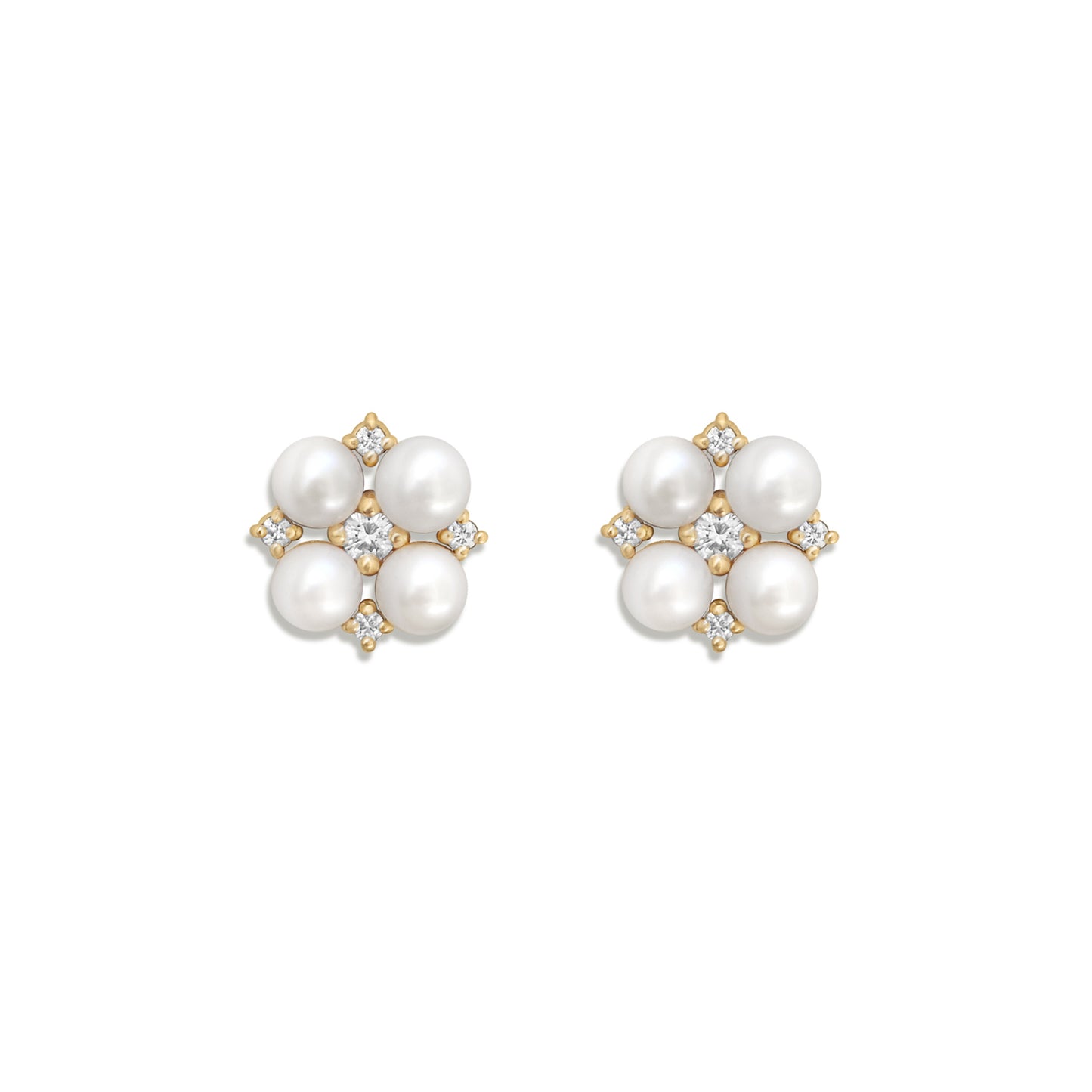 Small Deco Pearl & Diamond Bridal Stud Earrings | Berlinger Jewelry