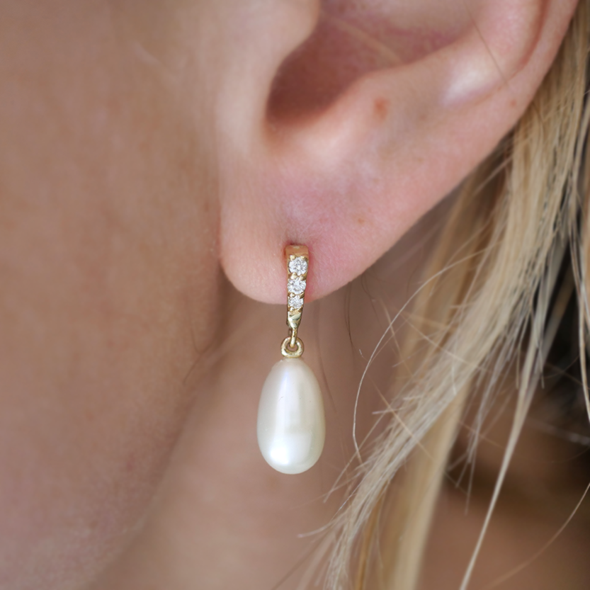 Splendid Pearl and Diamond Drop Earrings