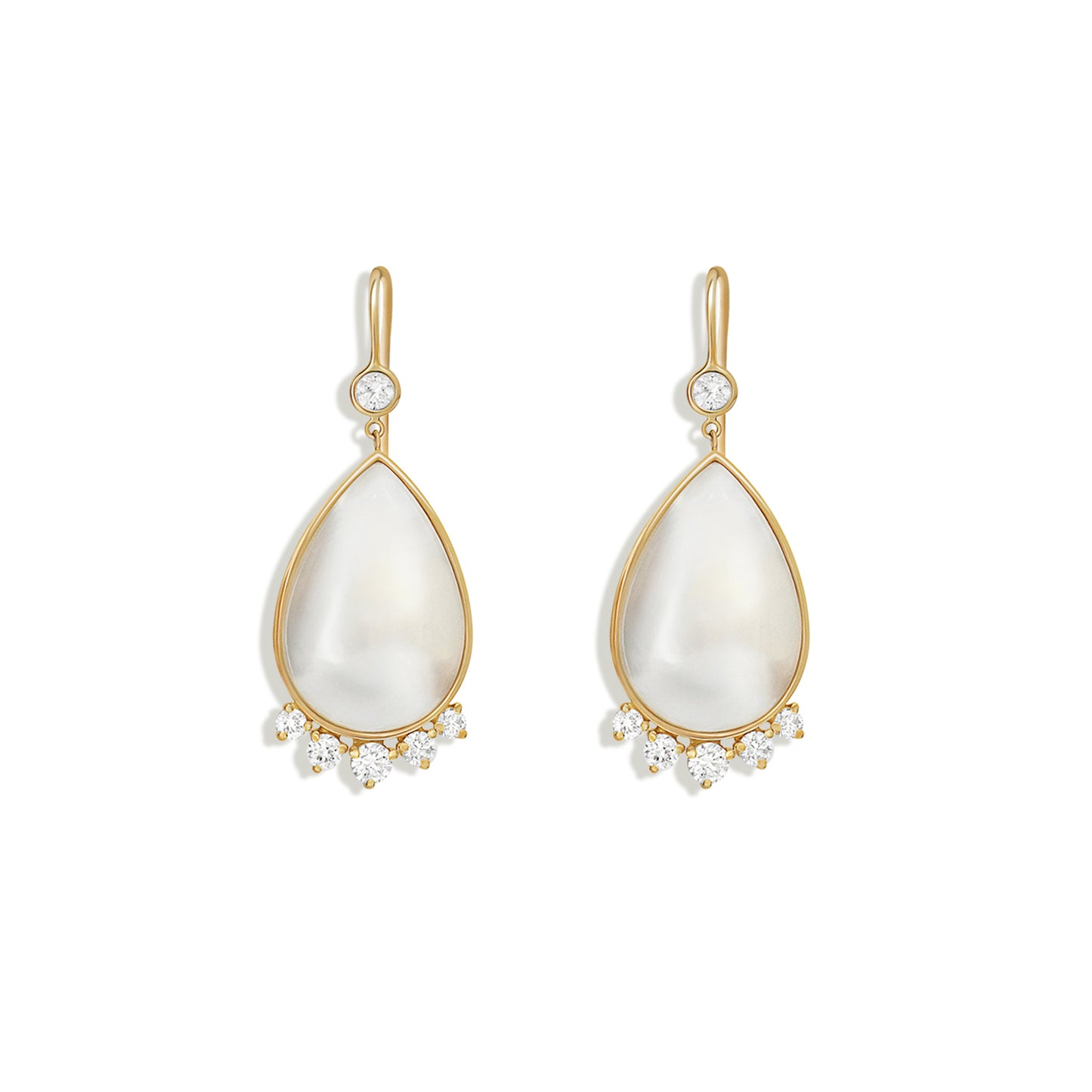 Large Pearl & Diamond Tear Drop Earrings