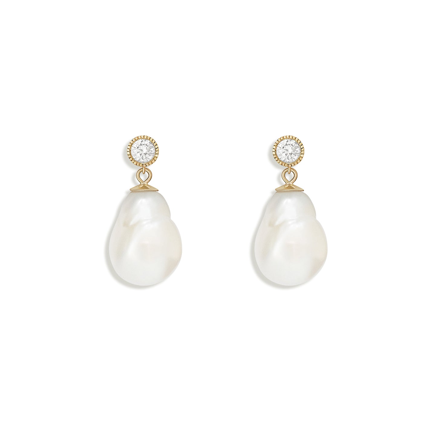 Baroque Pearl & Diamond Drop Earrings