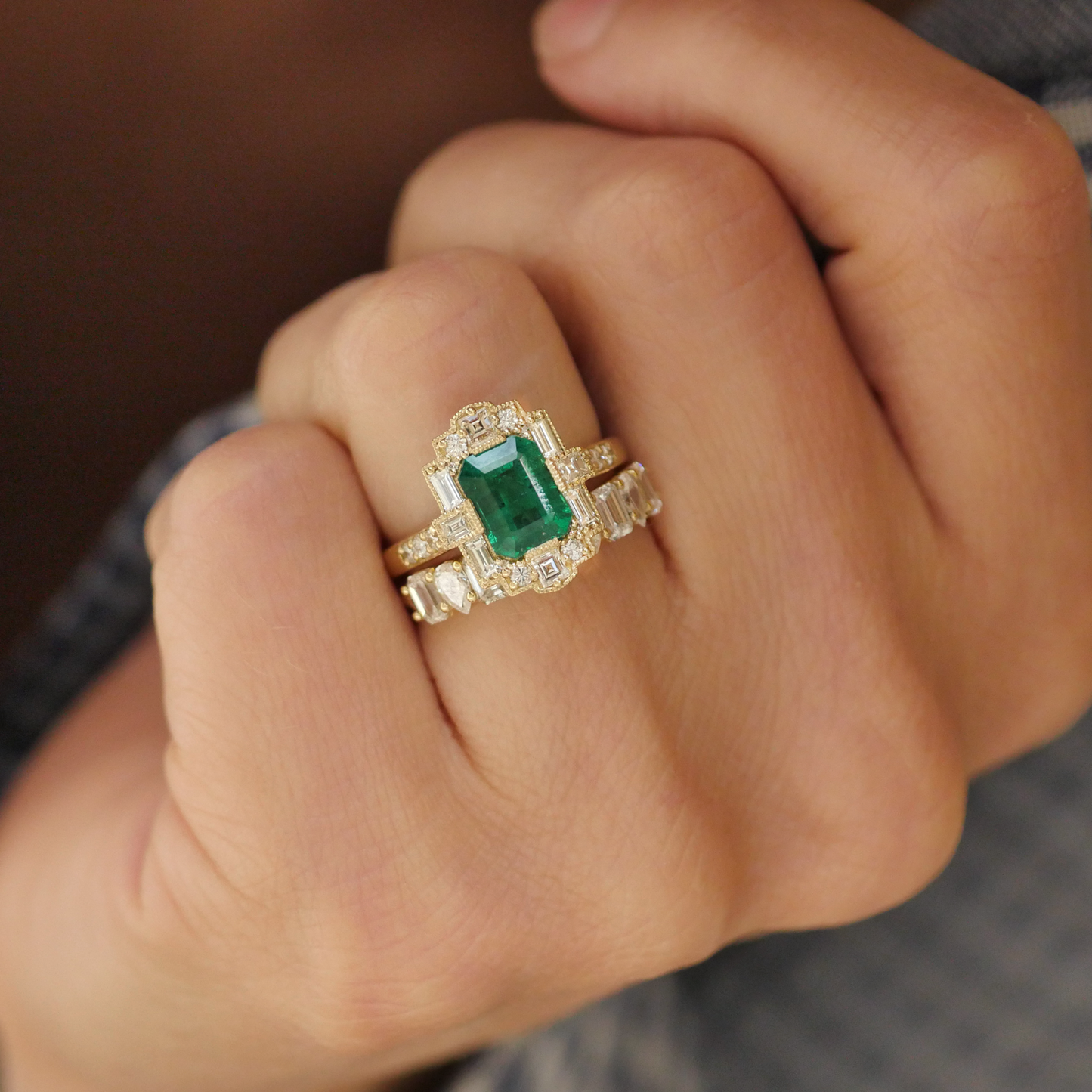 Emerald Deco Emerald Cut Diamond Mosaic Ring
