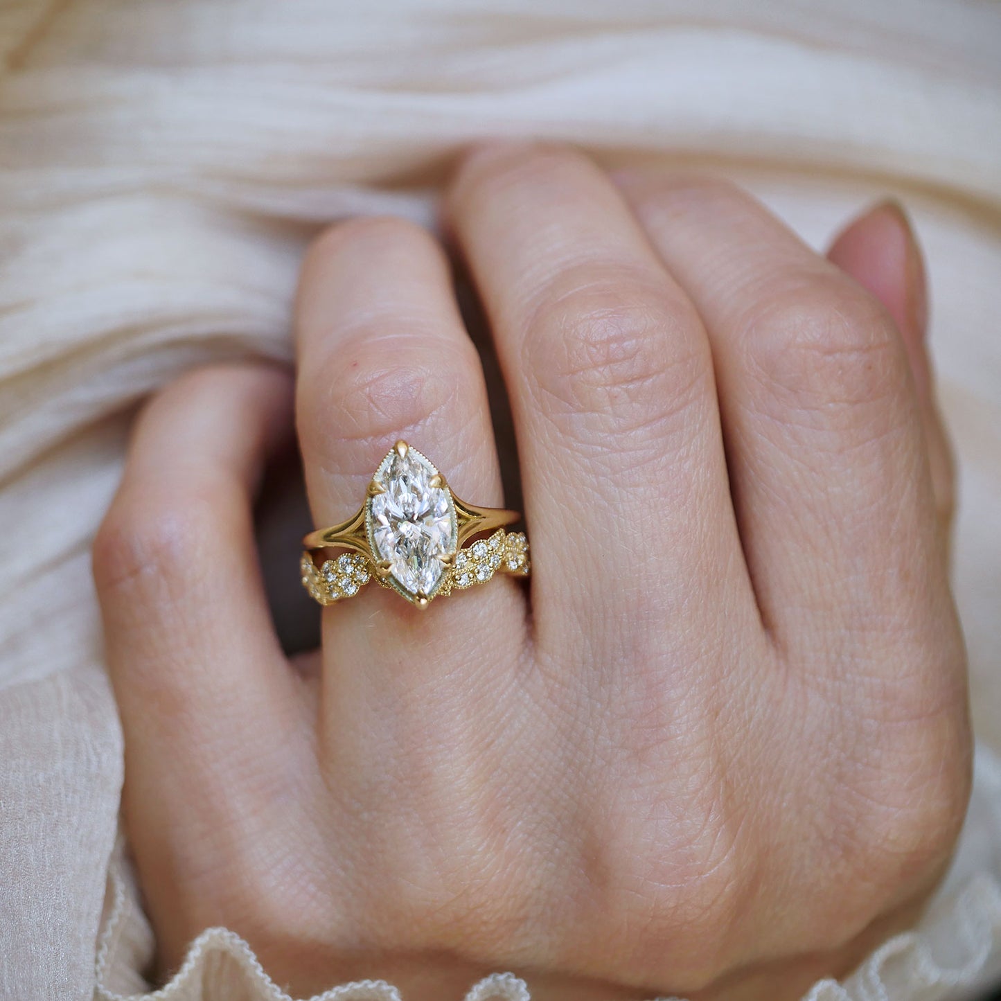 Oak Leaf Diamond Band