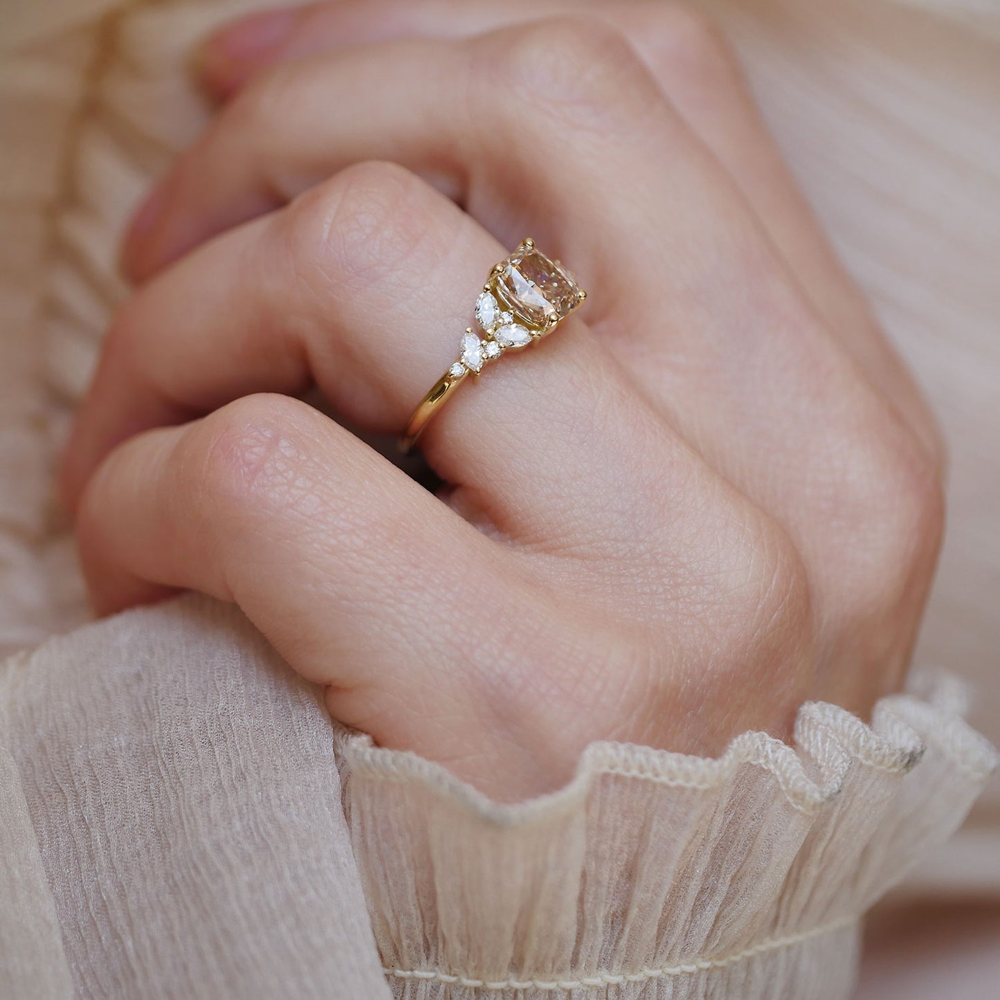 Champagne Cushion & Marquise Garden Party Ring