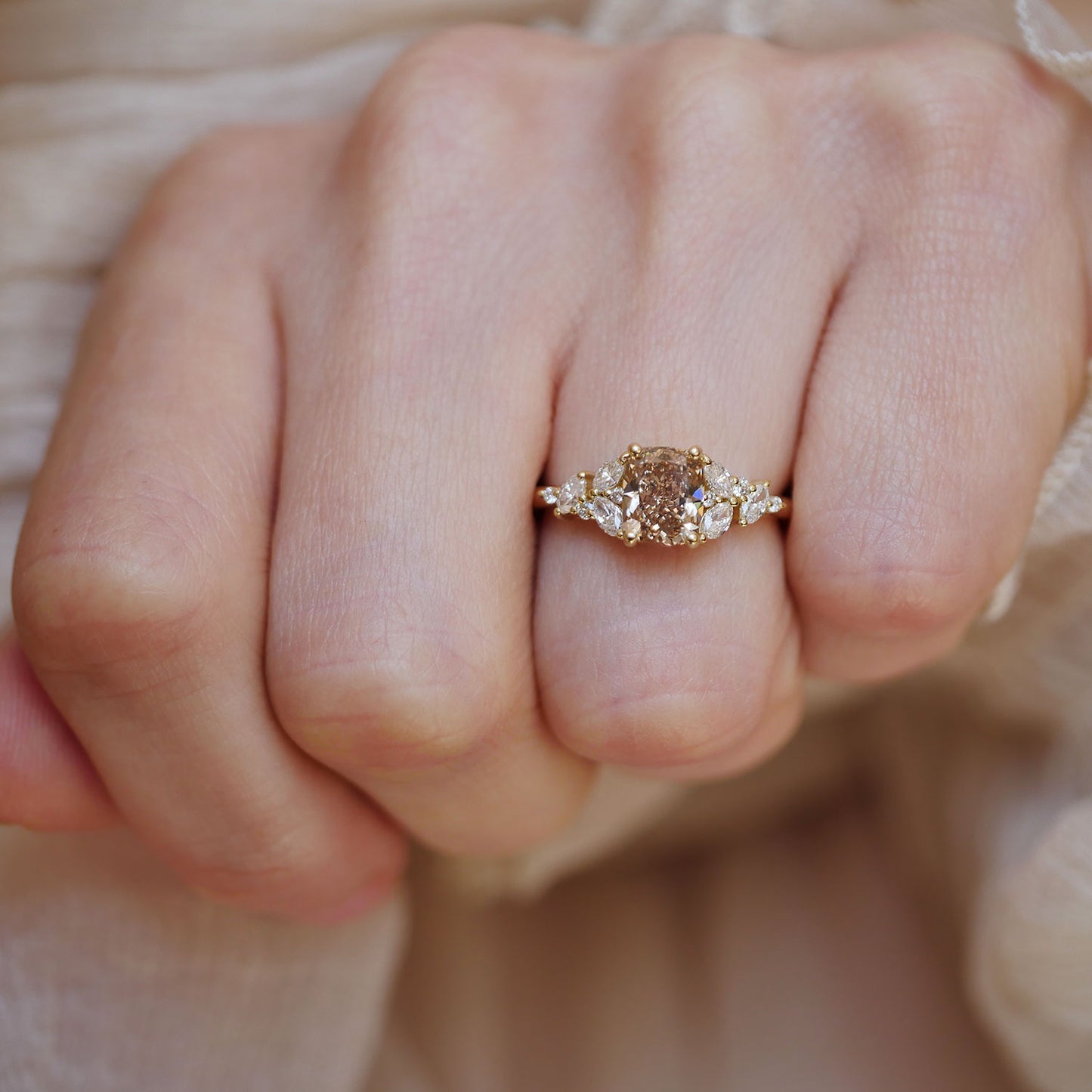Champagne Cushion & Marquise Garden Party Ring