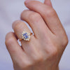Opalescent Light Blue Sapphire Deco Emerald & Pear Diamond Mosaic Ring