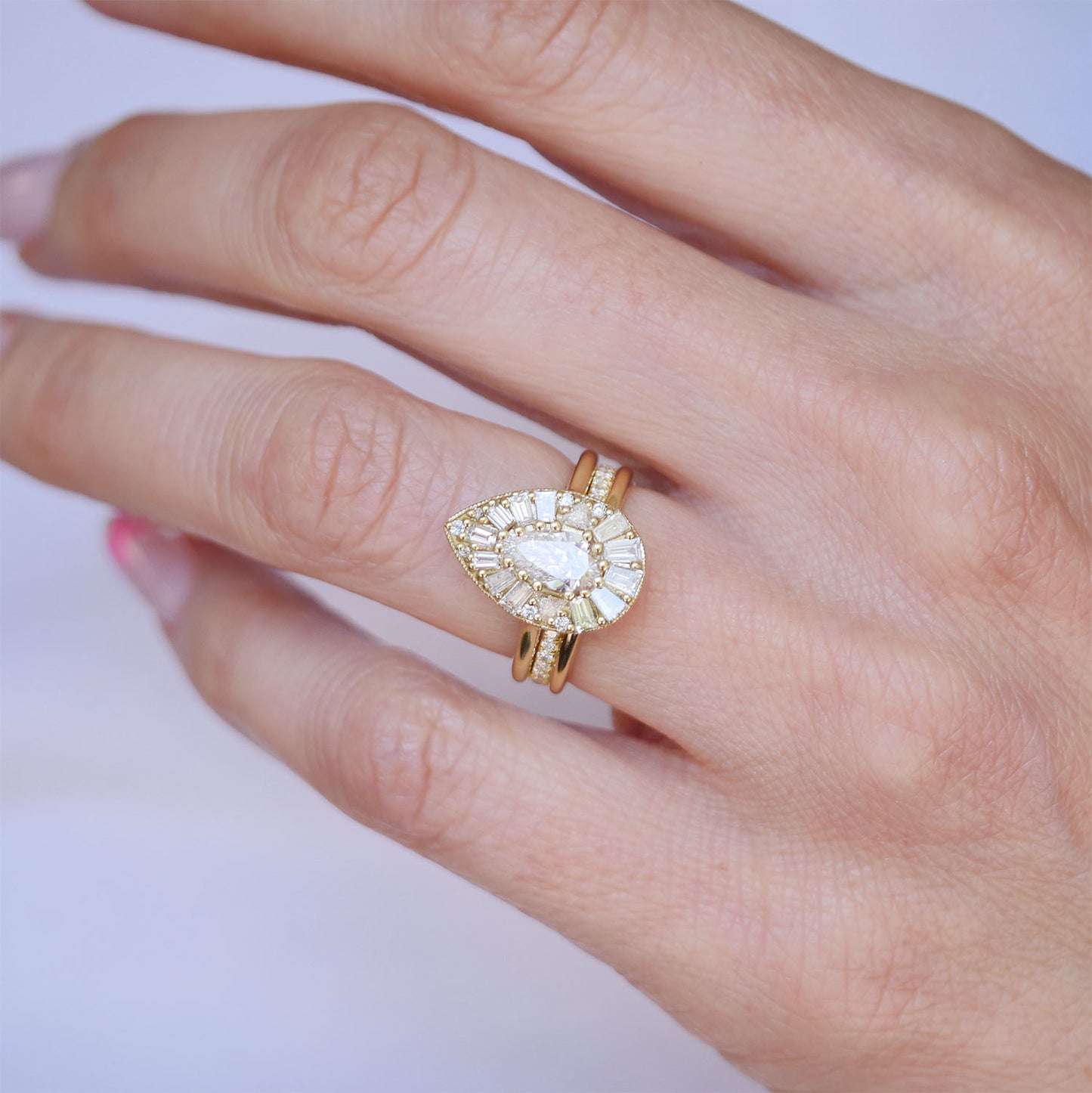 Half Round and Delicate French Pave Eternity Band