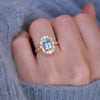 Light Blue Sapphire Deco Emerald Cut Diamond Mosaic Ring