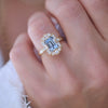 Light Blue Sapphire Deco Emerald Cut Diamond Mosaic Ring