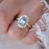 Light Blue Sapphire Deco Emerald Cut Diamond Mosaic Ring