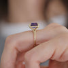 Split Shank Purple Emerald Cut Sapphire Solitaire